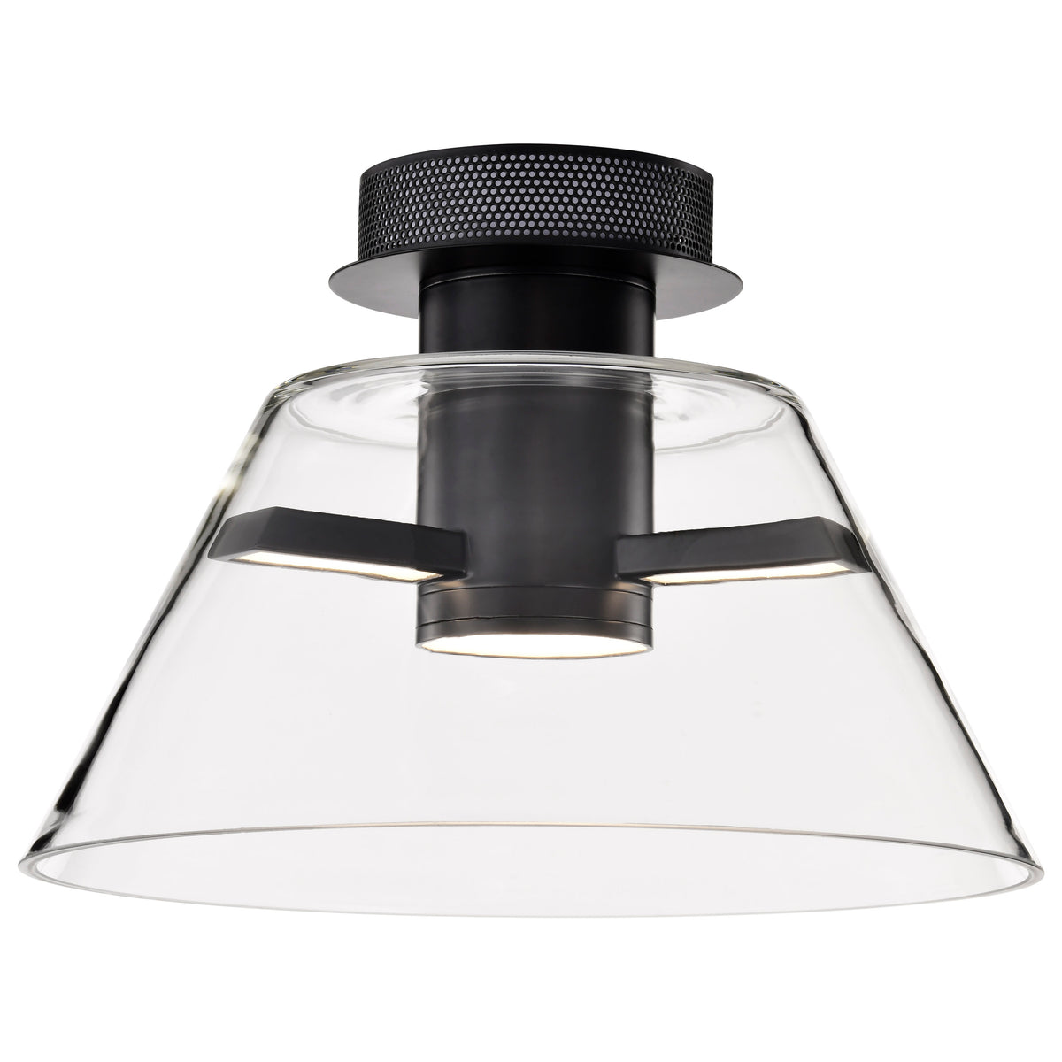 Edmond - 14 Inch LED Semi Flush - Matte Black with Clear Glass