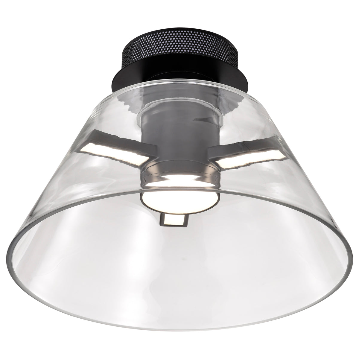 Edmond - 14 Inch LED Semi Flush - Matte Black with Clear Glass