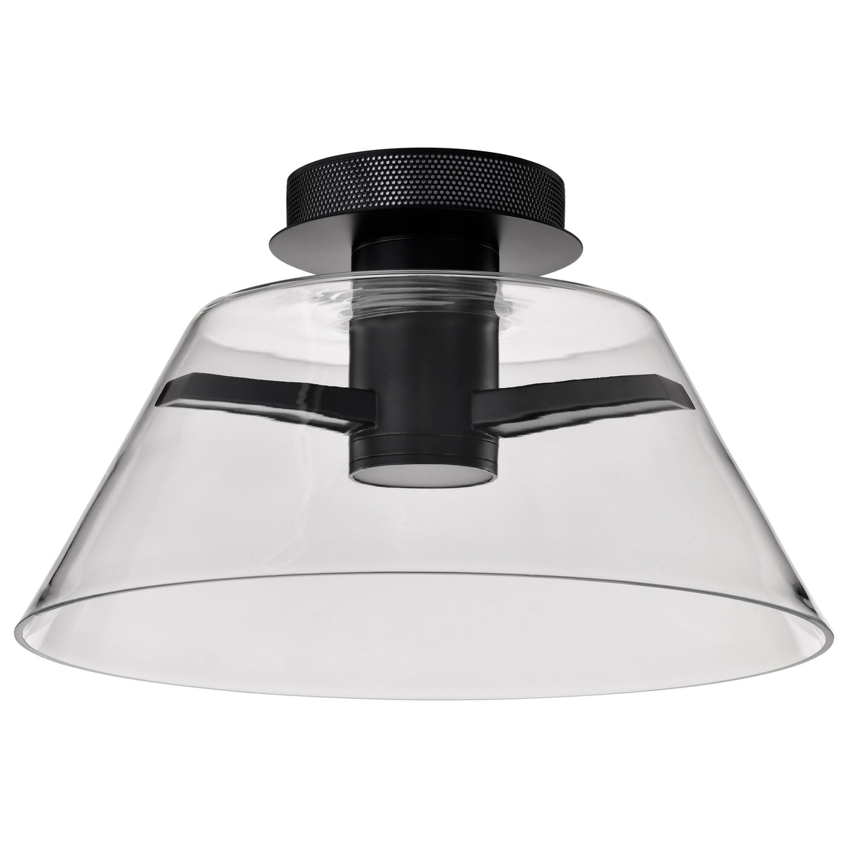 Edmond - 17 Inch LED Semi Flush - Matte Black with Clear Glass bulb or fixture view