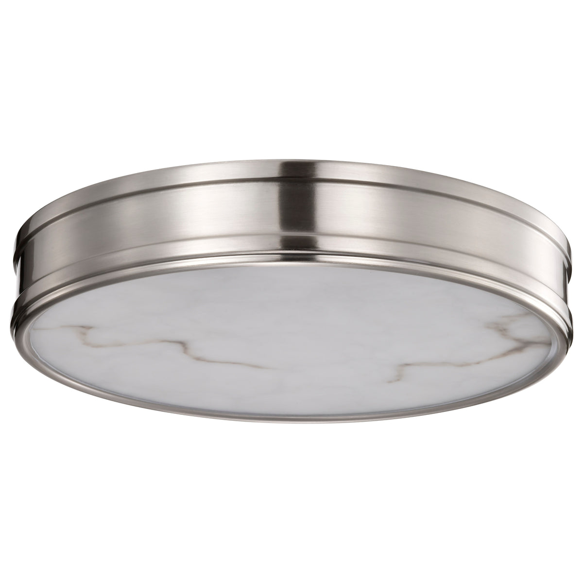 Kendall - 14 Inch LED Flush Mount - Brushed Nickel with Alabaster Glass for bedrooms and hallways