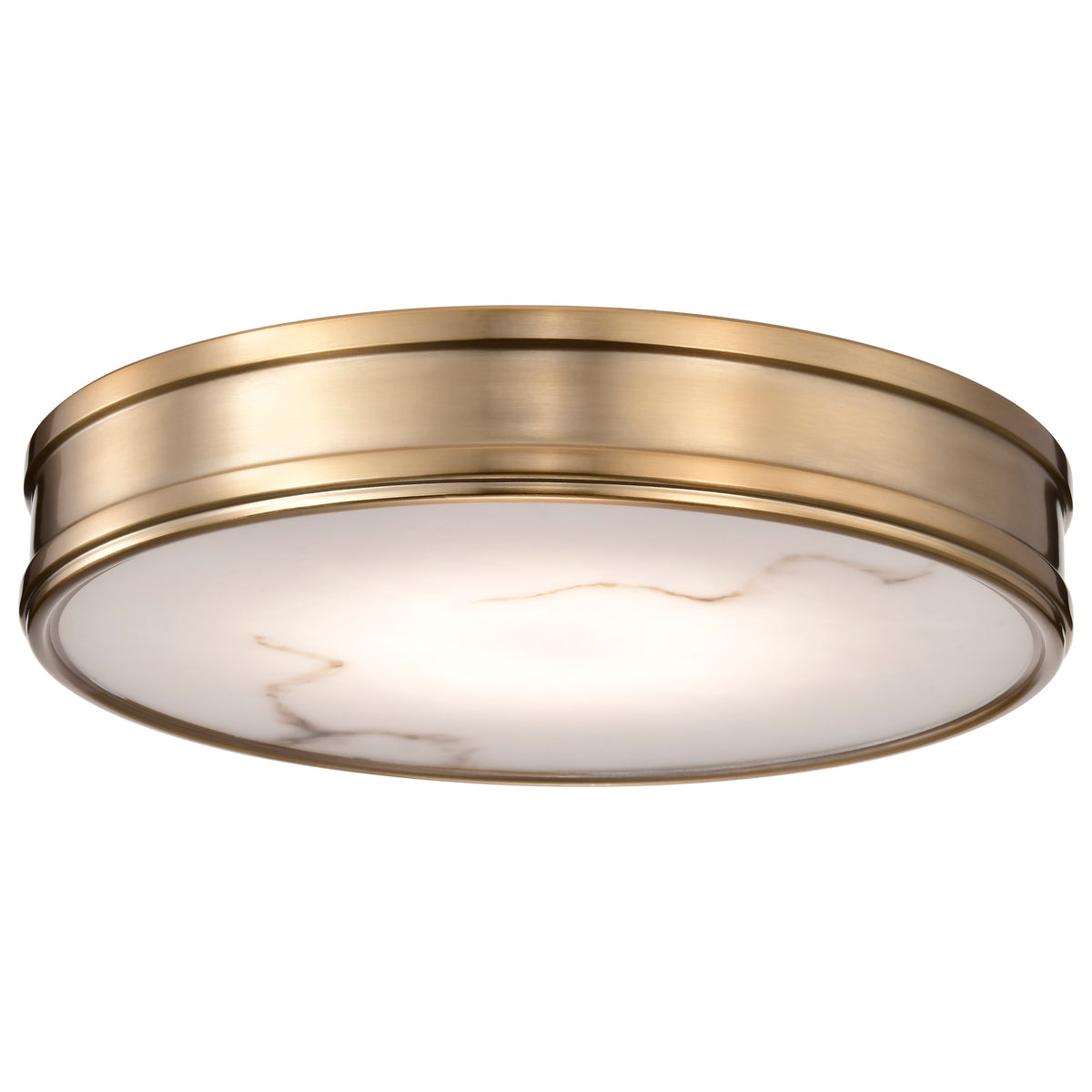 Kendall - 14 Inch LED Flush Mount - Burnished Brass with Alabaster Glass