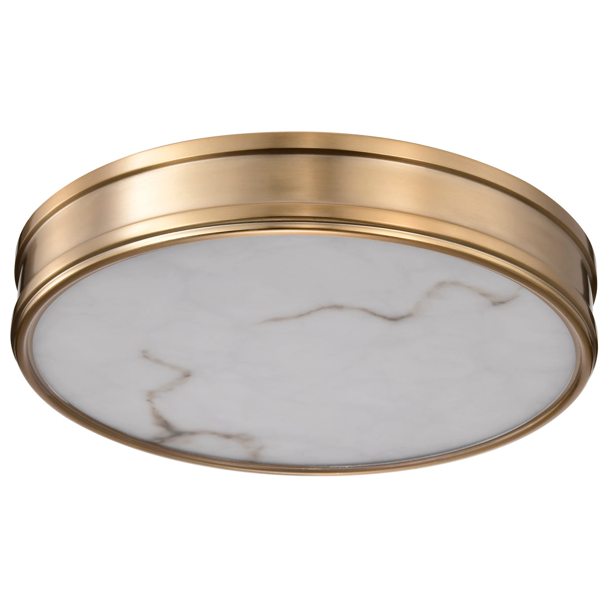 Kendall - 14 Inch LED Flush Mount - Burnished Brass with Alabaster Glass