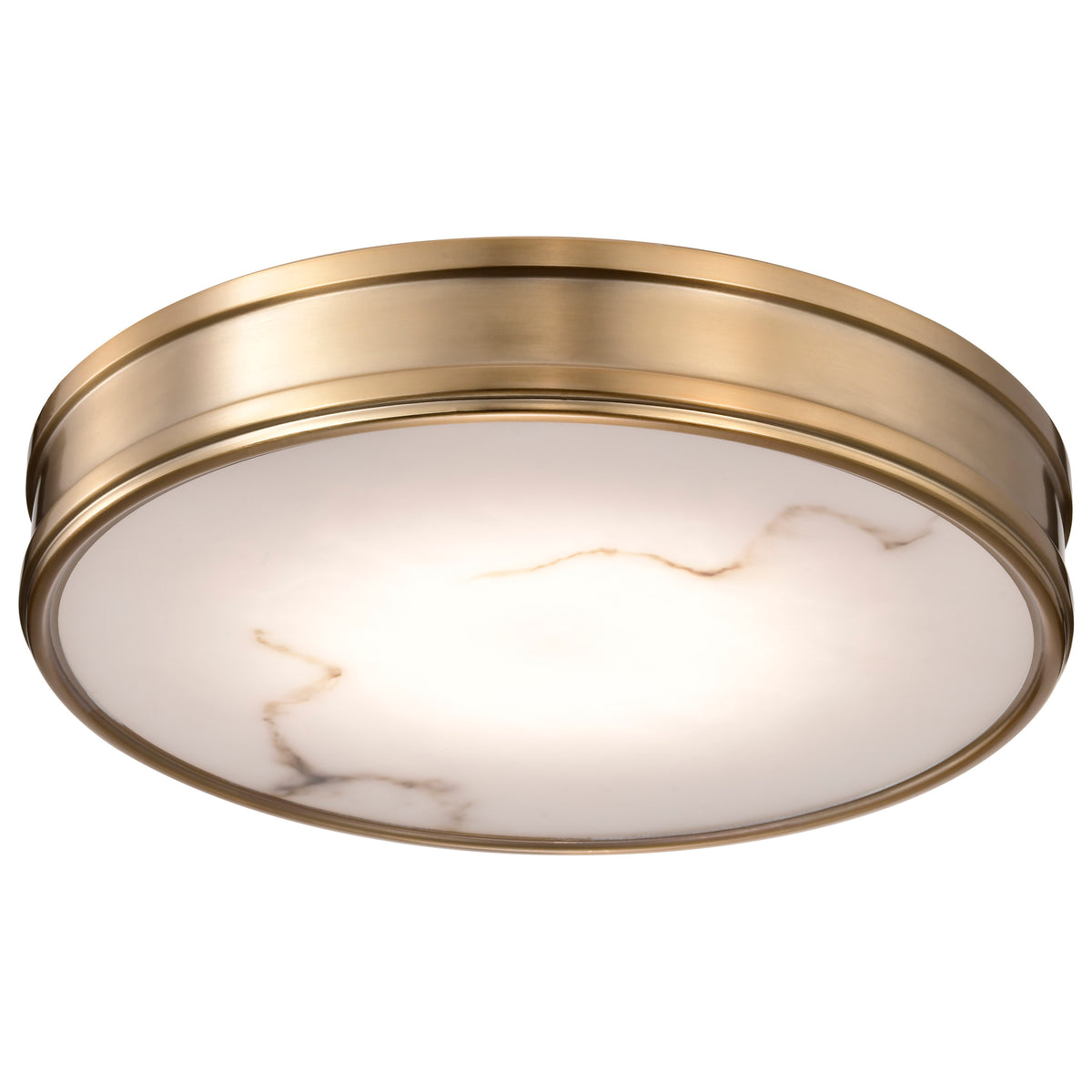 Kendall - 14 Inch LED Flush Mount - Burnished Brass with Alabaster Glass