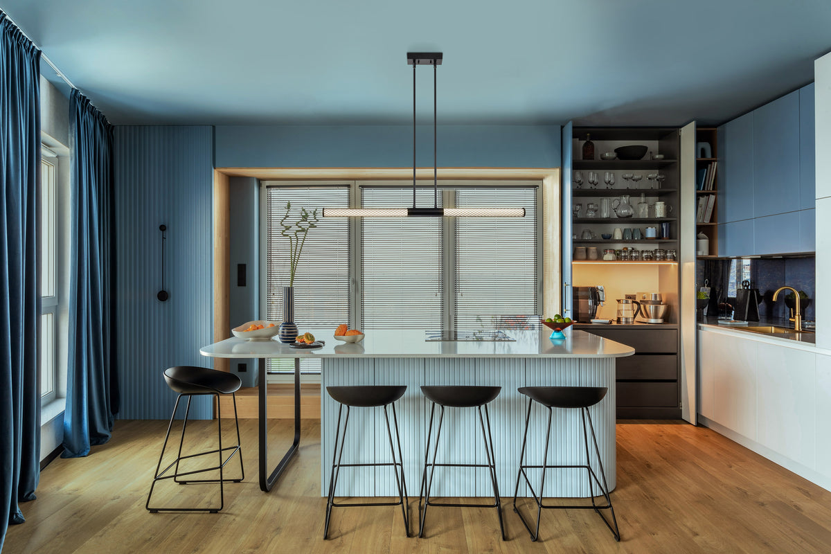 Kingsport - 44 Inch LED Island Pendant - Matte Black - Acrylic Lens