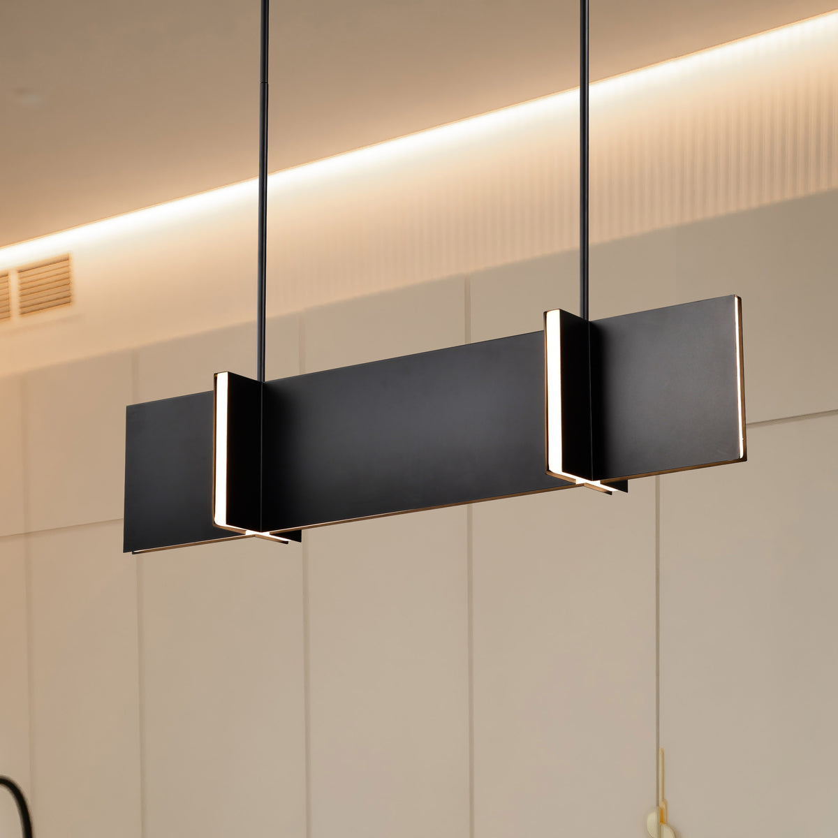 Blaine - 38 Inch LED Island Pendant - Matte Black - Acrylic Lens