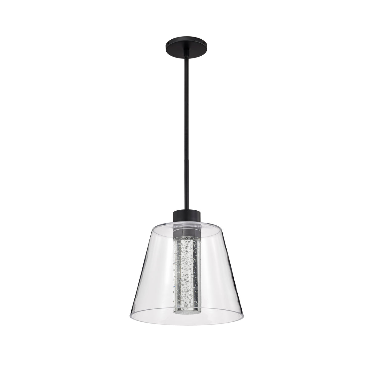 Aura - 12 Inch LED Pendant - Matte Black - K9 Bubble Crystal - 3000K product image