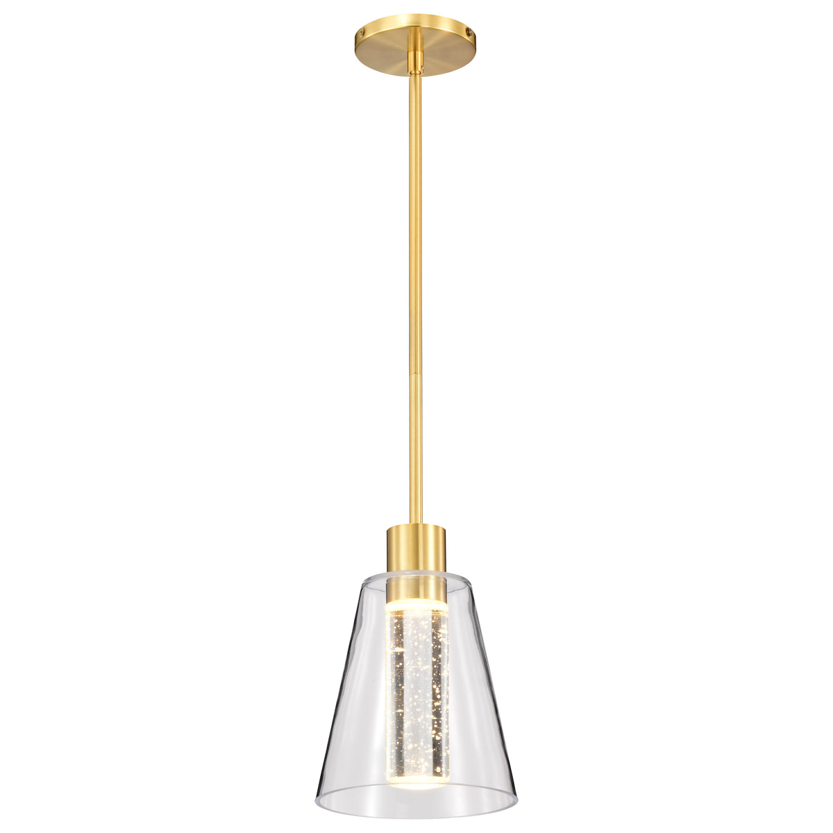 Aura - 7 Inch LED Pendant - Brushed Brass - K9 Bubble Crystal - 3000K CCT