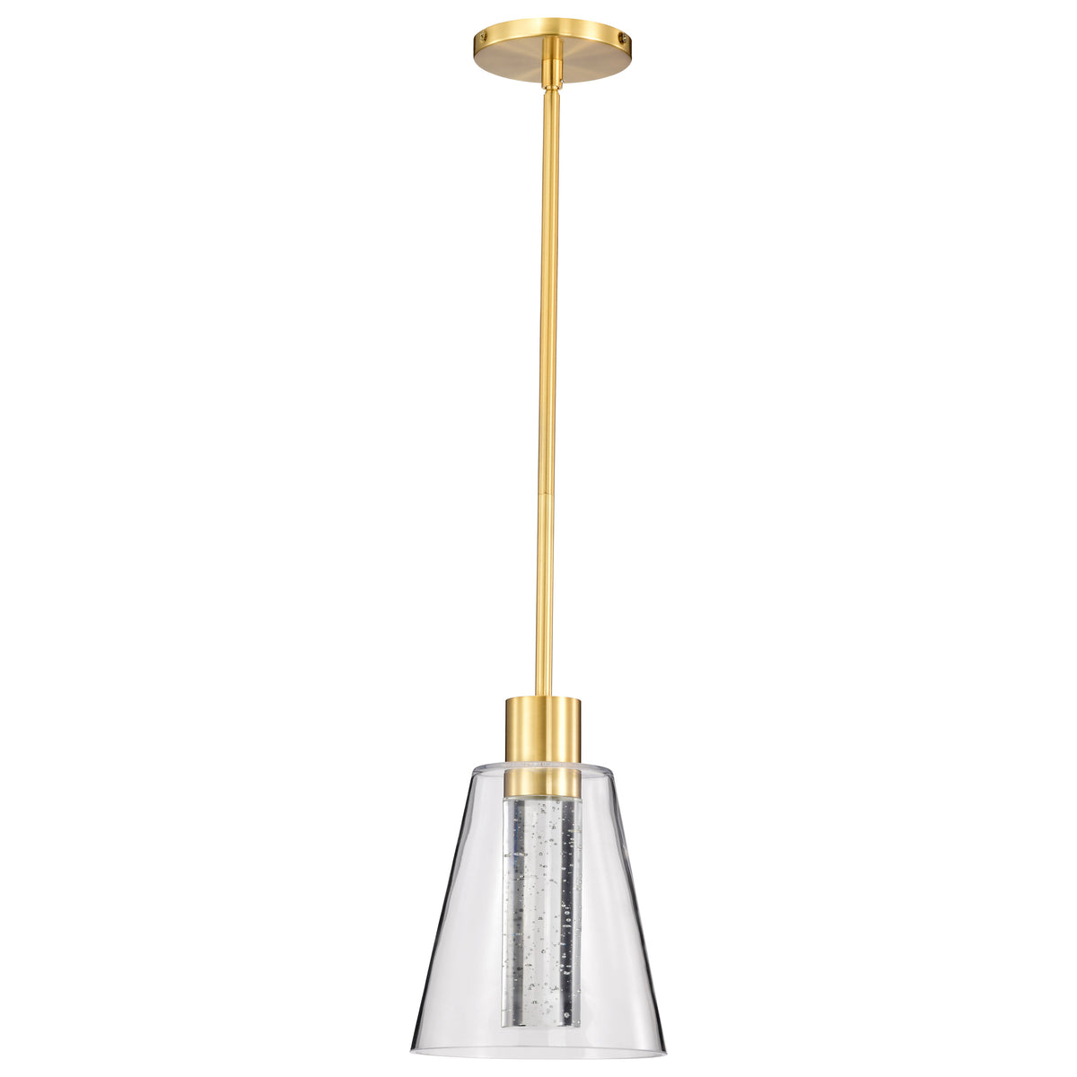 Aura - 7 Inch LED Pendant - Brushed Brass - K9 Bubble Crystal - 3000K CCT