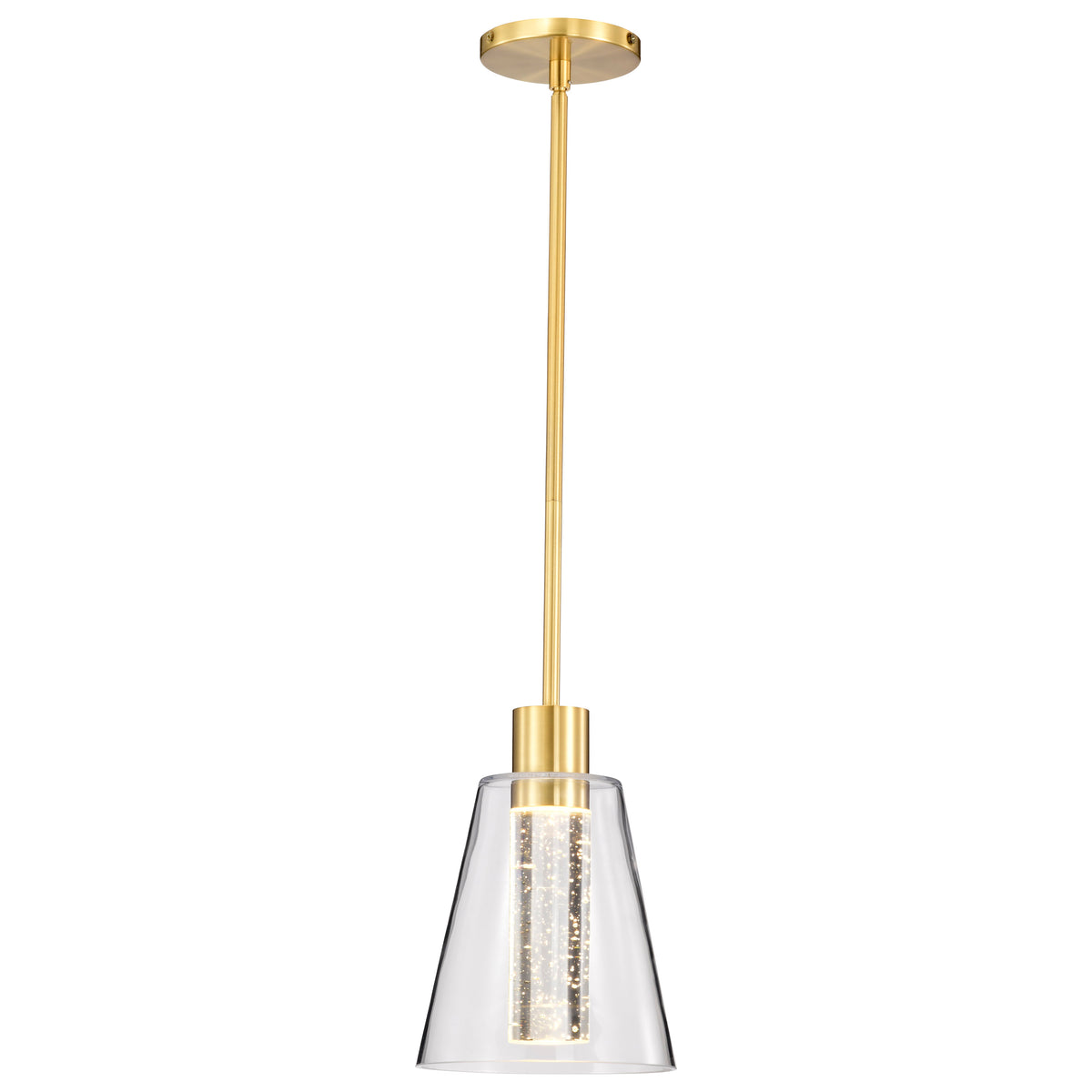 Aura - 7 Inch LED Pendant - Brushed Brass - K9 Bubble Crystal - 3000K CCT