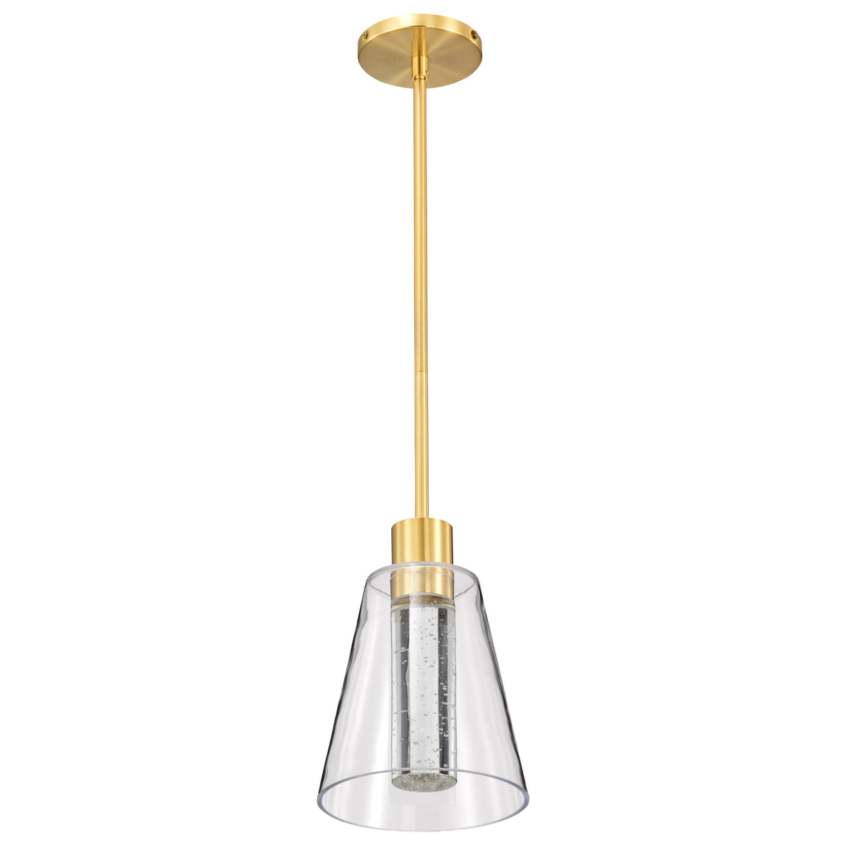 Aura - 7 Inch LED Pendant - Brushed Brass - K9 Bubble Crystal - 3000K CCT