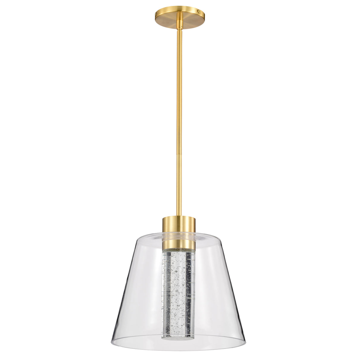 Aura - 12 Inch LED Pendant - Brushed Brass - K9 Bubble Crystal - 3000K lighting product