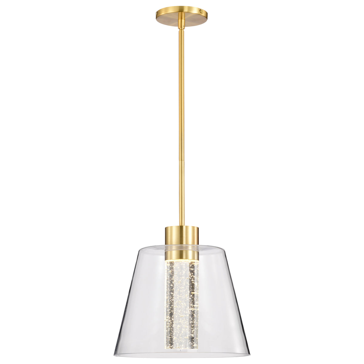 Aura - 12 Inch LED Pendant - Brushed Brass - K9 Bubble Crystal - 3000K CCT