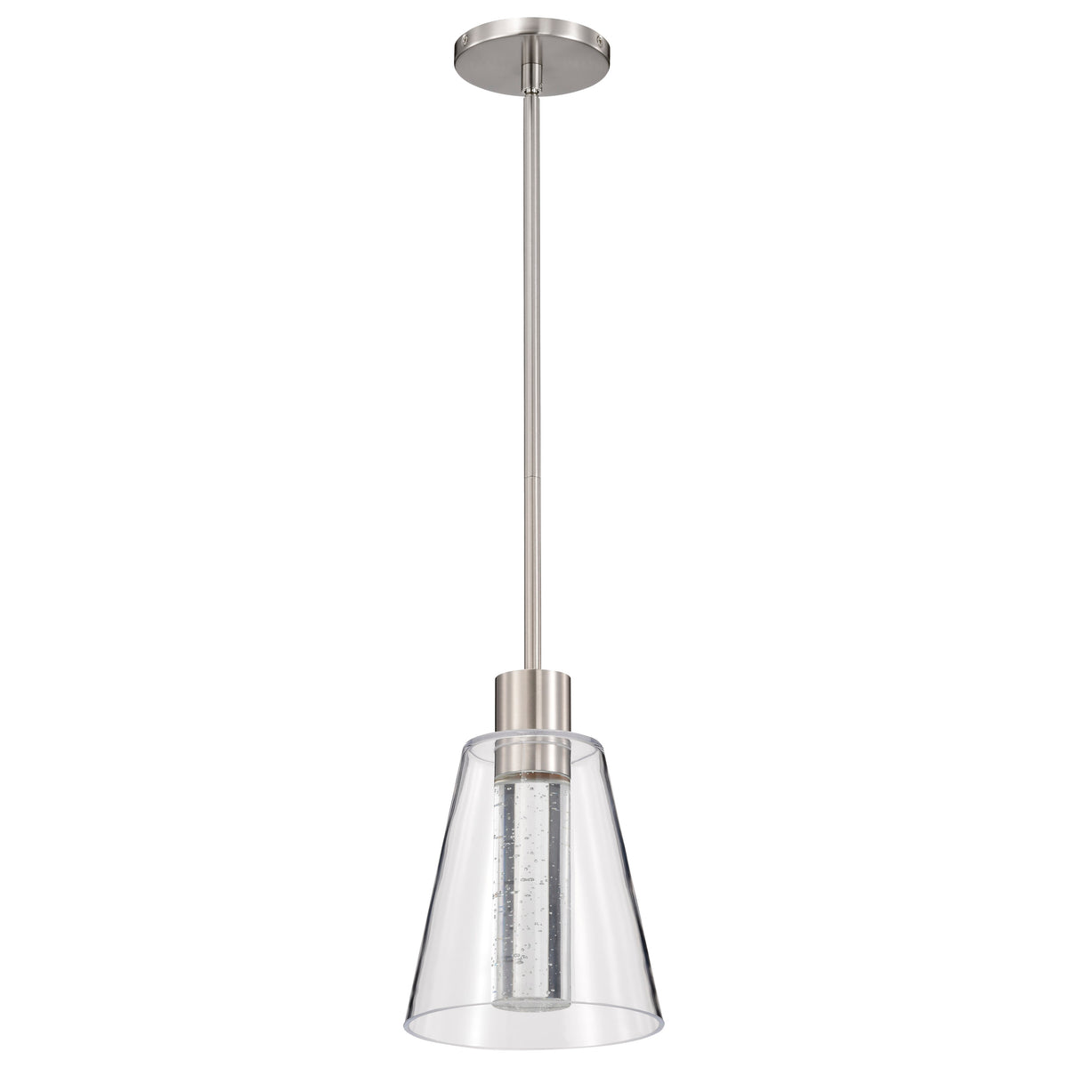 Aura - 7 Inch LED Pendant - Brushed Nickel - K9 Bubble Crystal - 3000K for commercial spaces and hospitality spaces