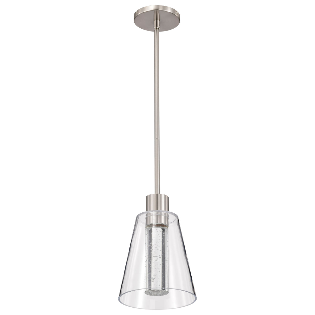 Aura - 7 Inch LED Pendant - Brushed Nickel - K9 Bubble Crystal - 3000K CCT
