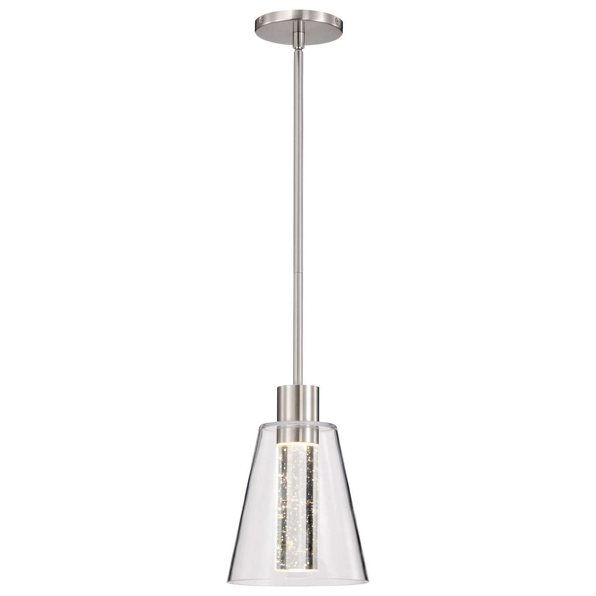 Aura - 7 Inch LED Pendant - Brushed Nickel - K9 Bubble Crystal - 3000K CCT