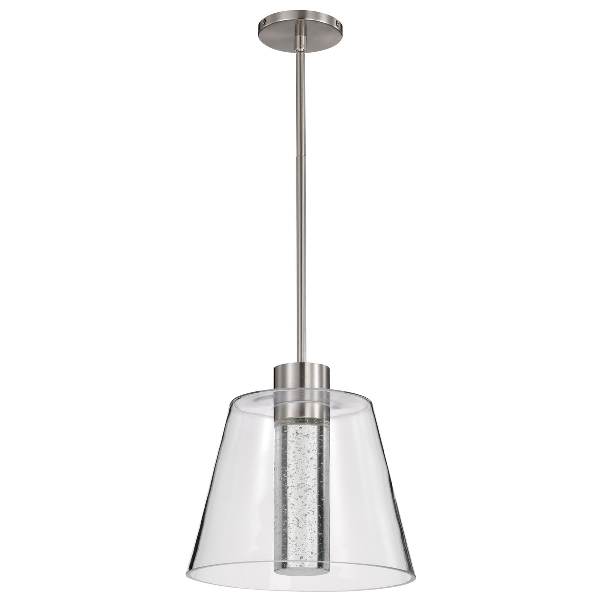Aura - 12 Inch LED Pendant - Brushed Nickel - K9 Bubble Crystal - 3000K