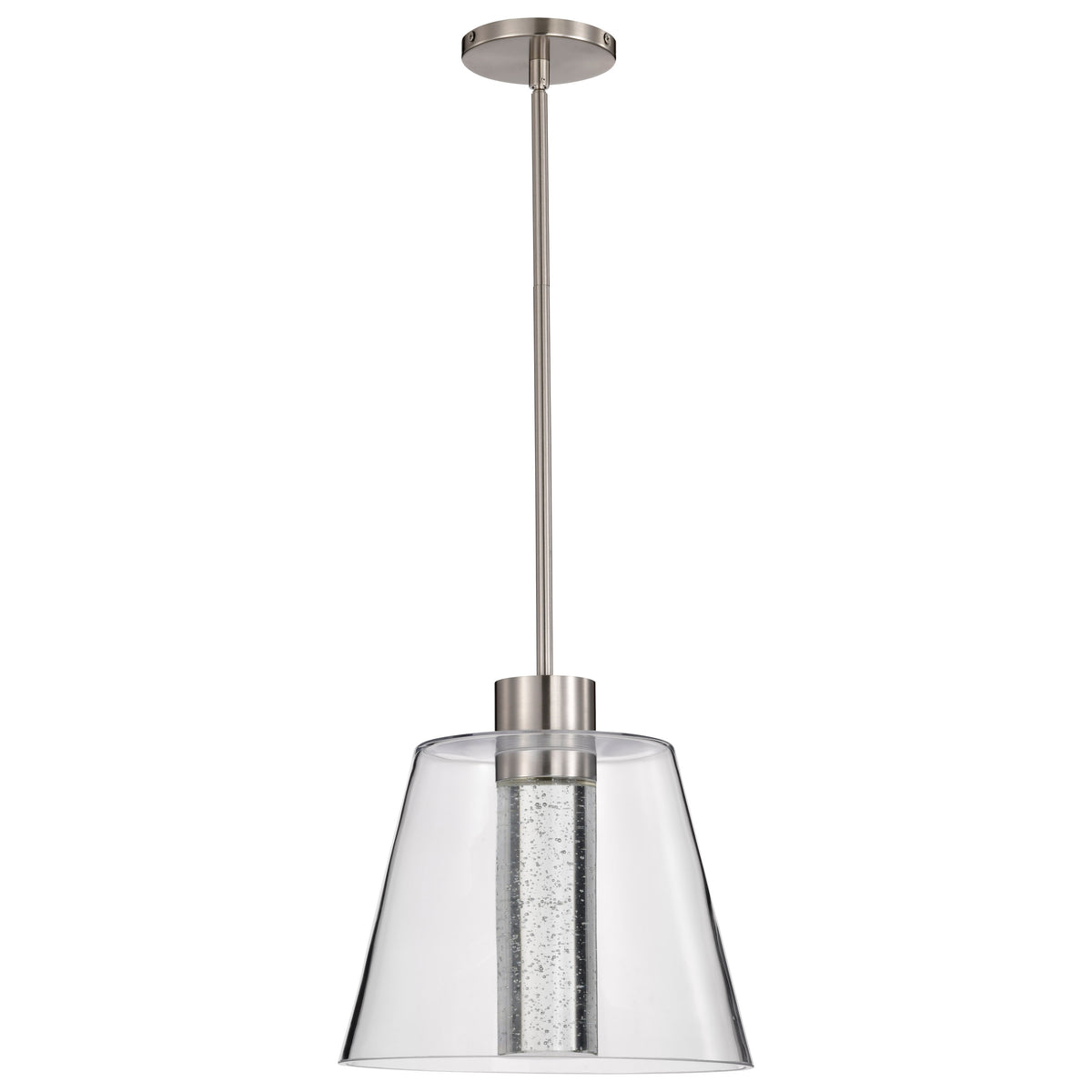 Aura - 12 Inch LED Pendant - Brushed Nickel - K9 Bubble Crystal - 3000K CCT