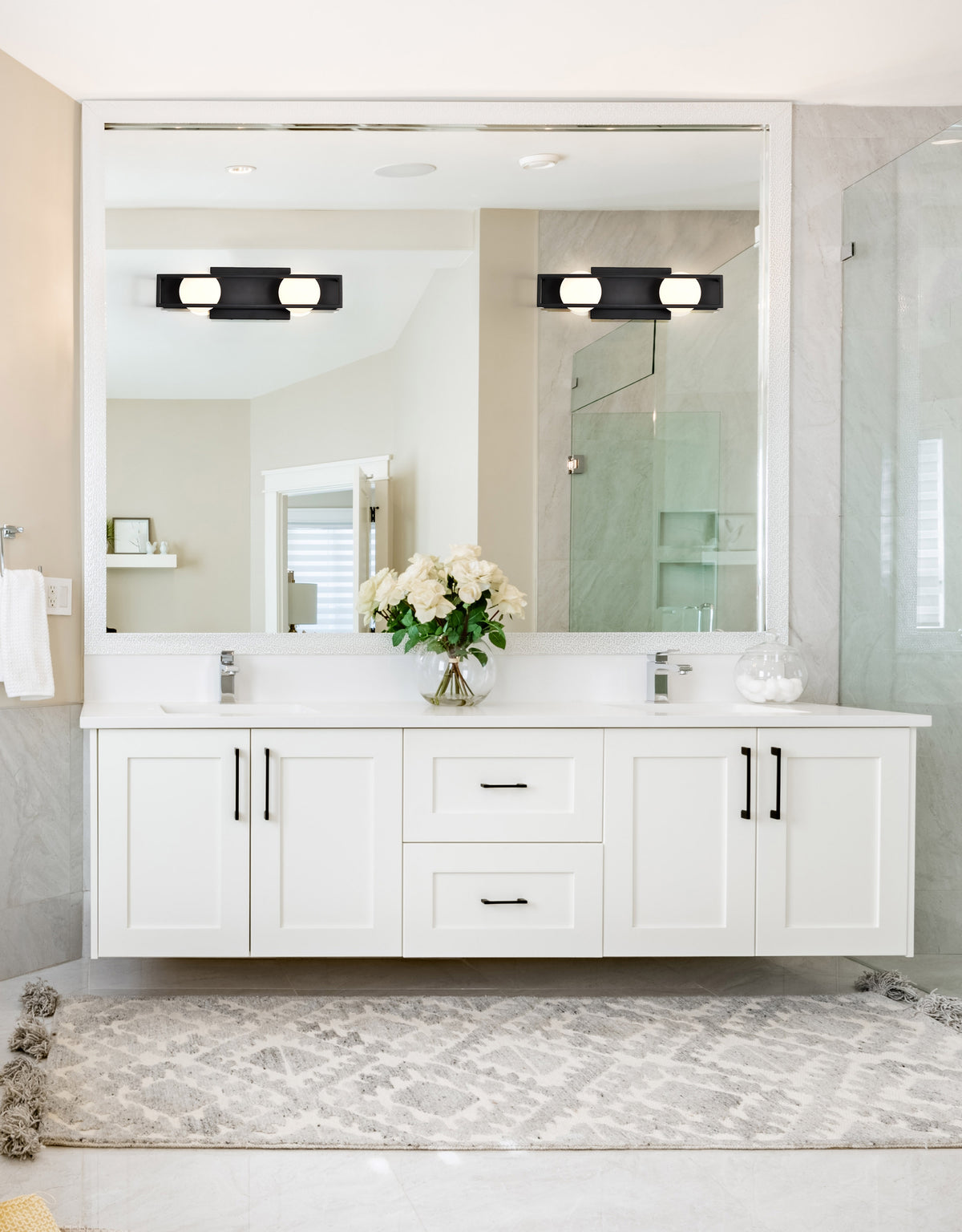 Jenkins - 16 Inch 2 Light LED Vanity - Matte Black with Frosted Glass