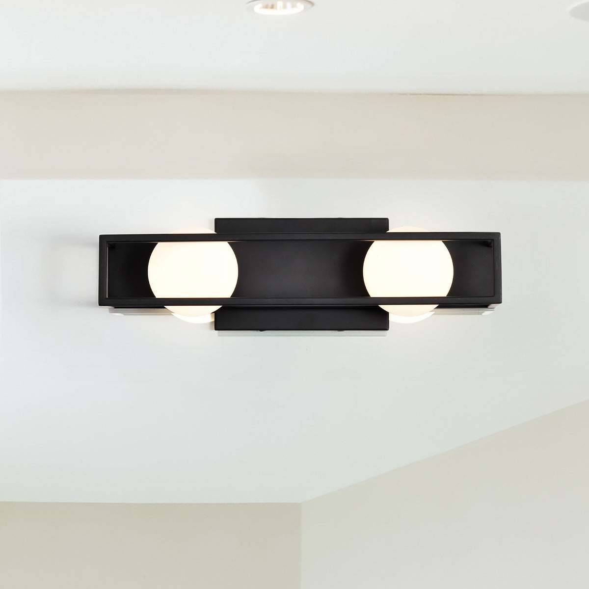 Jenkins - 16 Inch 2 Light LED Vanity - Matte Black with Frosted Glass