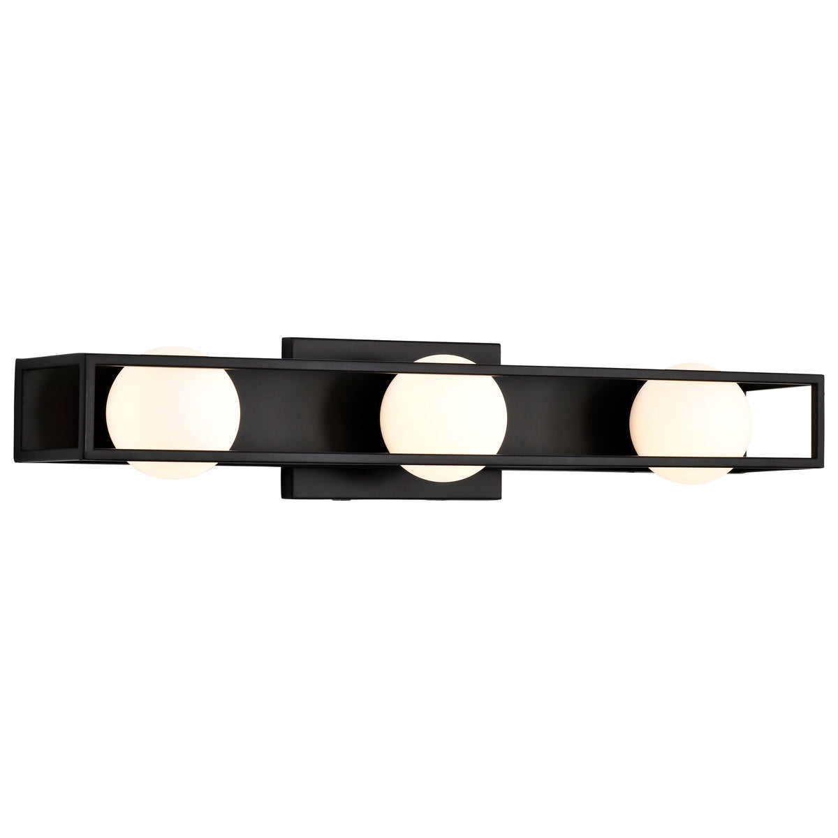 Jenkins - 24 Inch 3 Light LED Vanity - Matte Black with Frosted Glass
