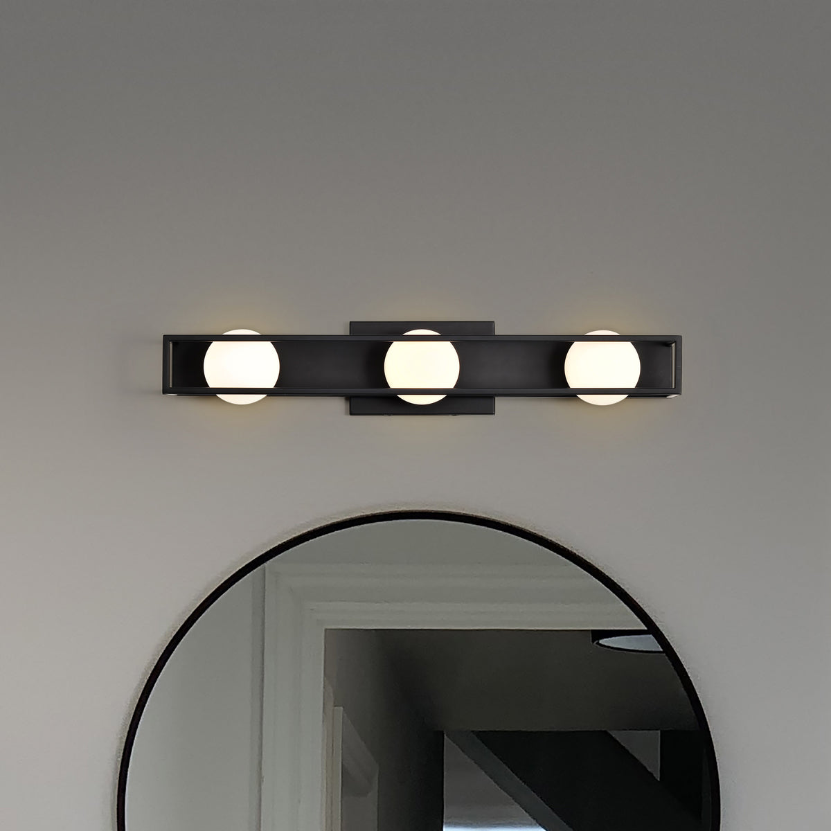 Jenkins - 24 Inch 3 Light LED Vanity - Matte Black with Frosted Glass