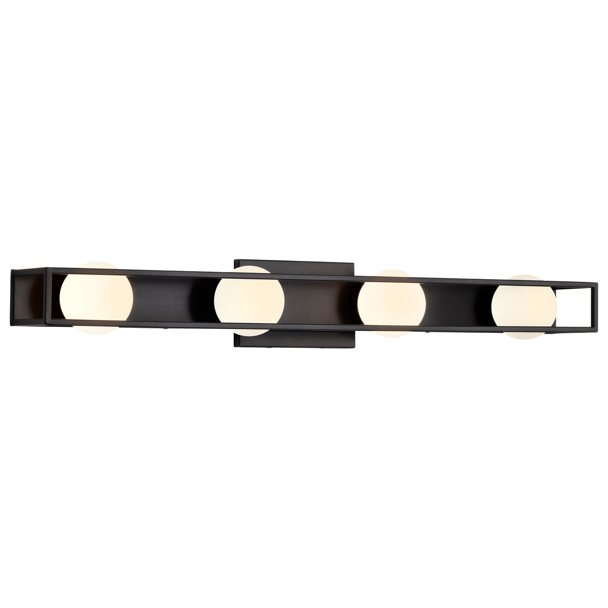 Jenkins - 32 Inch 4 Light LED Vanity - Matte Black with Frosted Glass