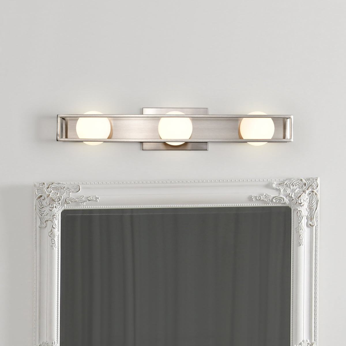 Jenkins - 24 Inch 3 Light LED Vanity - Brushed Nickel with Frosted Glass