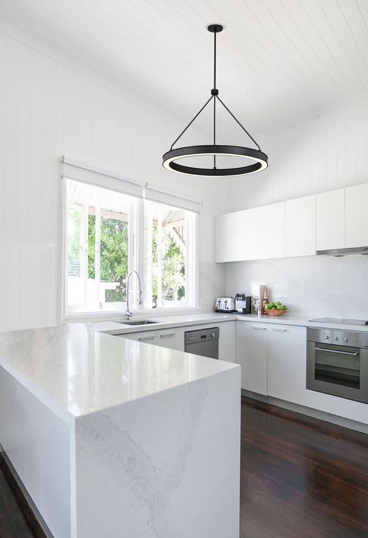 Longford - 30 Inch LED Pendant - Textured Black - Acrylic Lens