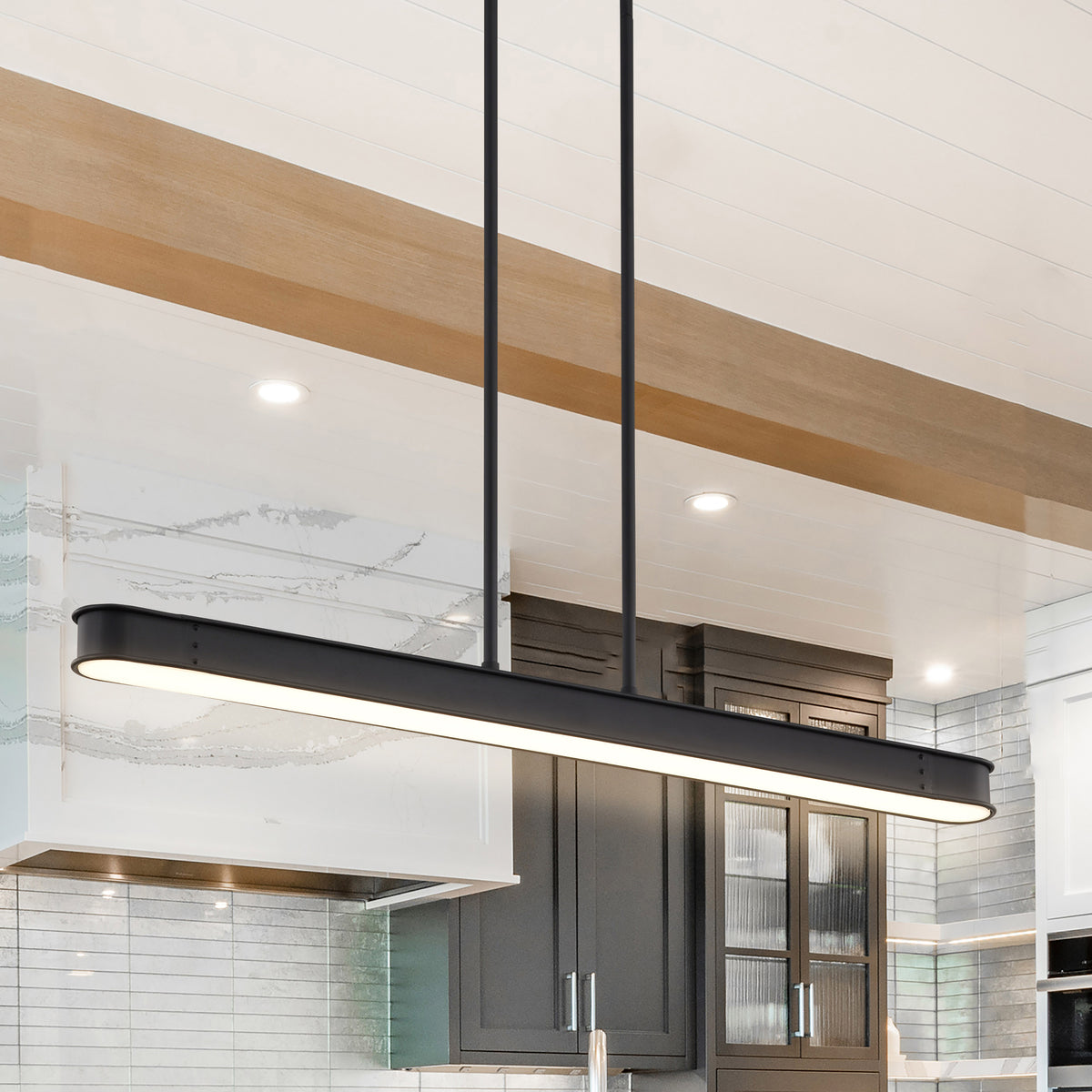Longford - 36 Inch LED Island Pendant - Textured Black - Acrylic Lens