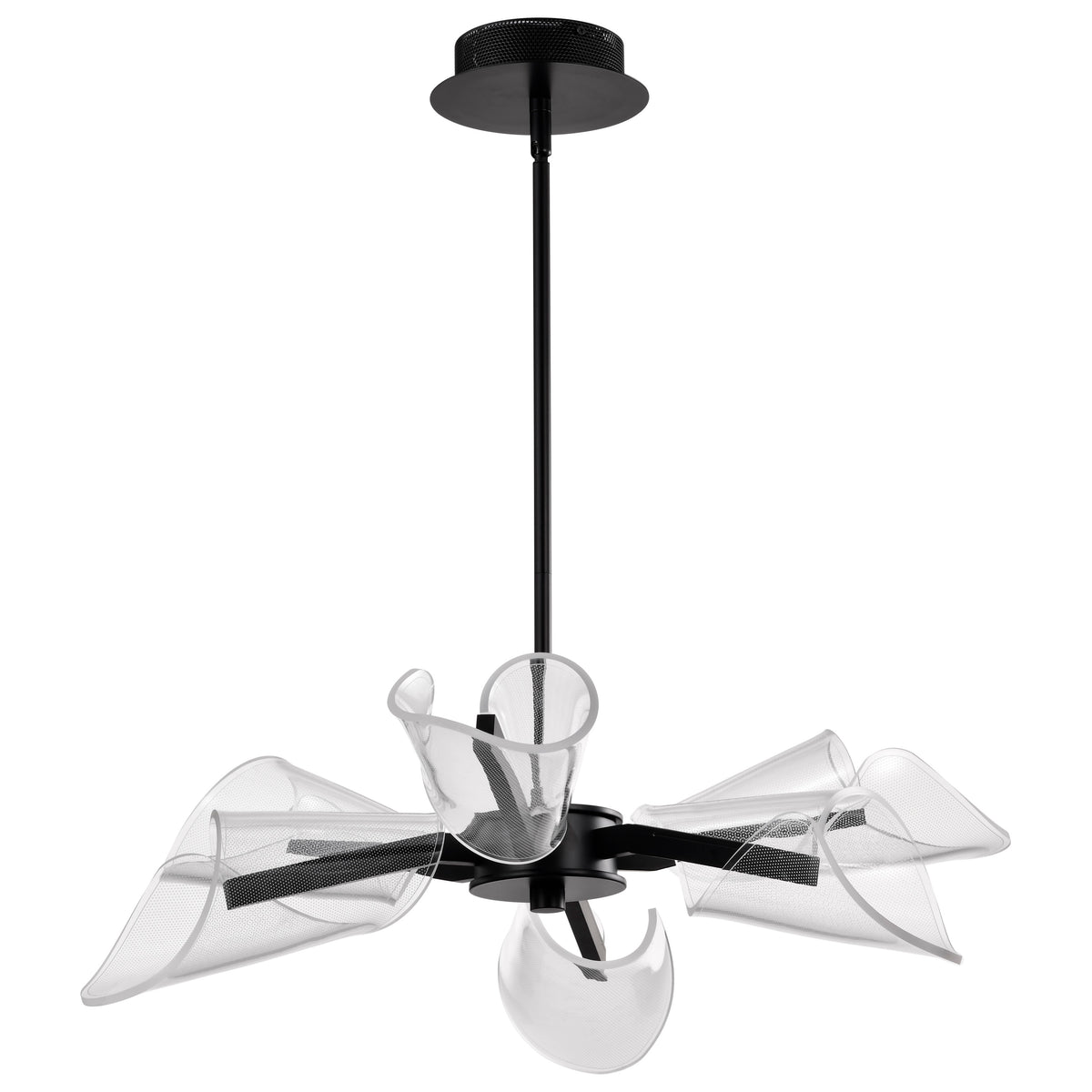 Sedona - 28 Inch 6 Light LED Chandelier - Matte Black - Silk Screened Acrylic Lens