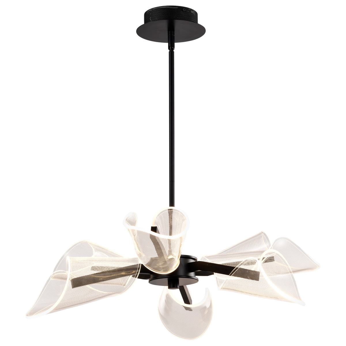 Sedona - 28 Inch 6 Light LED Chandelier - Matte Black - Silk Screened Acrylic Lens