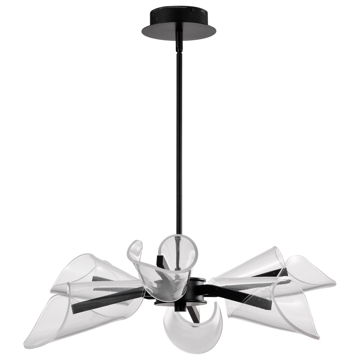 Sedona - 28 Inch 6 Light LED Chandelier - Matte Black - Silk Screened Acrylic Lens