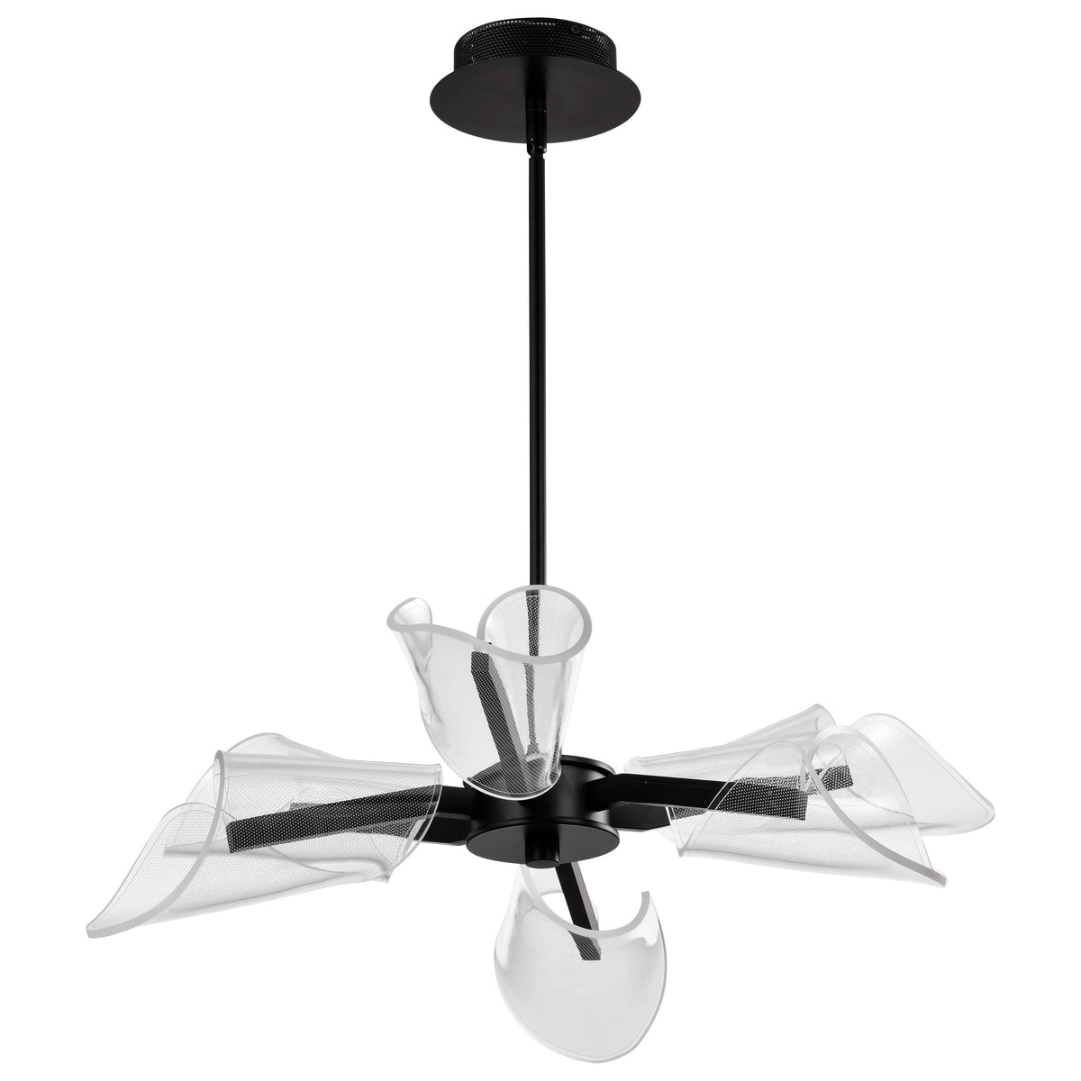 Sedona - 28 Inch 6 Light LED Chandelier - Matte Black - Silk Screened Acrylic Lens