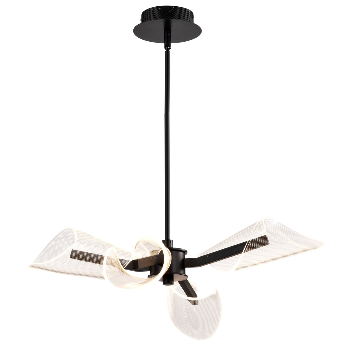 Sedona - 27 Inch 4 Light LED Chandelier - Matte Black - Silk Screened Acrylic Lens