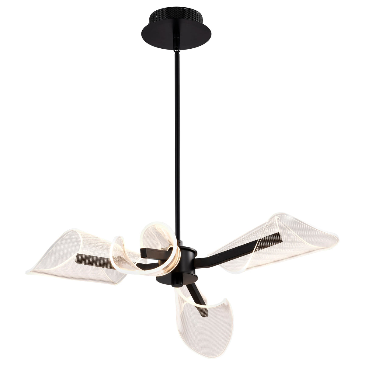 Sedona - 27 Inch 4 Light LED Chandelier - Matte Black - Silk Screened Acrylic Lens