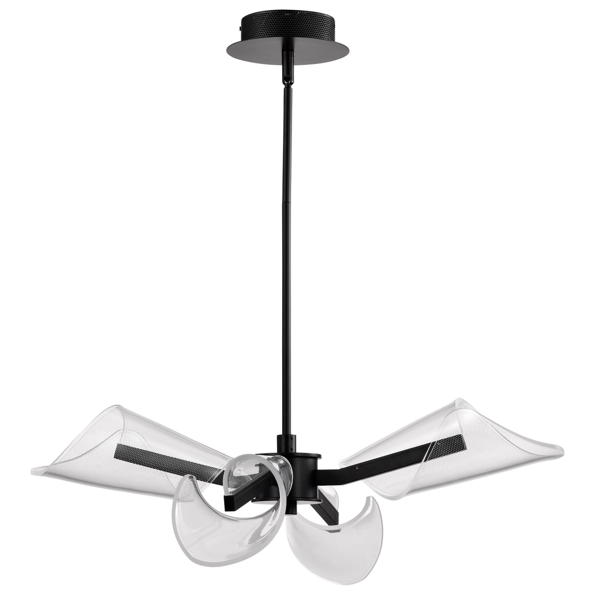 Sedona - 27 Inch 4 Light LED Chandelier - Matte Black - Silk Screened Acrylic Lens