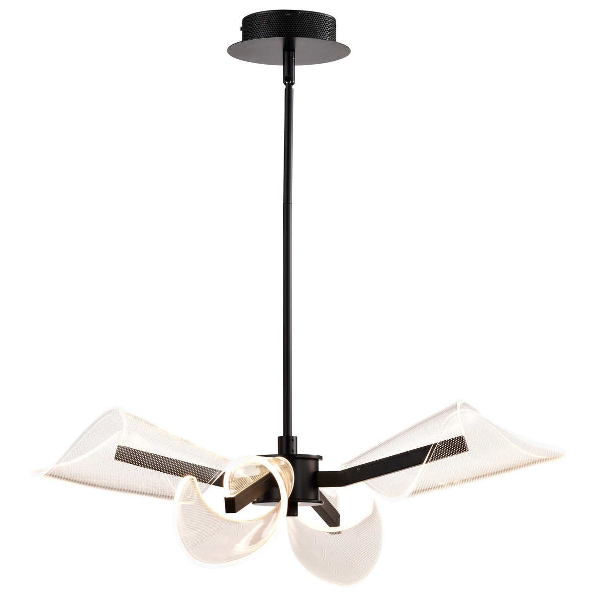 Sedona - 27 Inch 4 Light LED Chandelier - Matte Black - Silk Screened Acrylic Lens