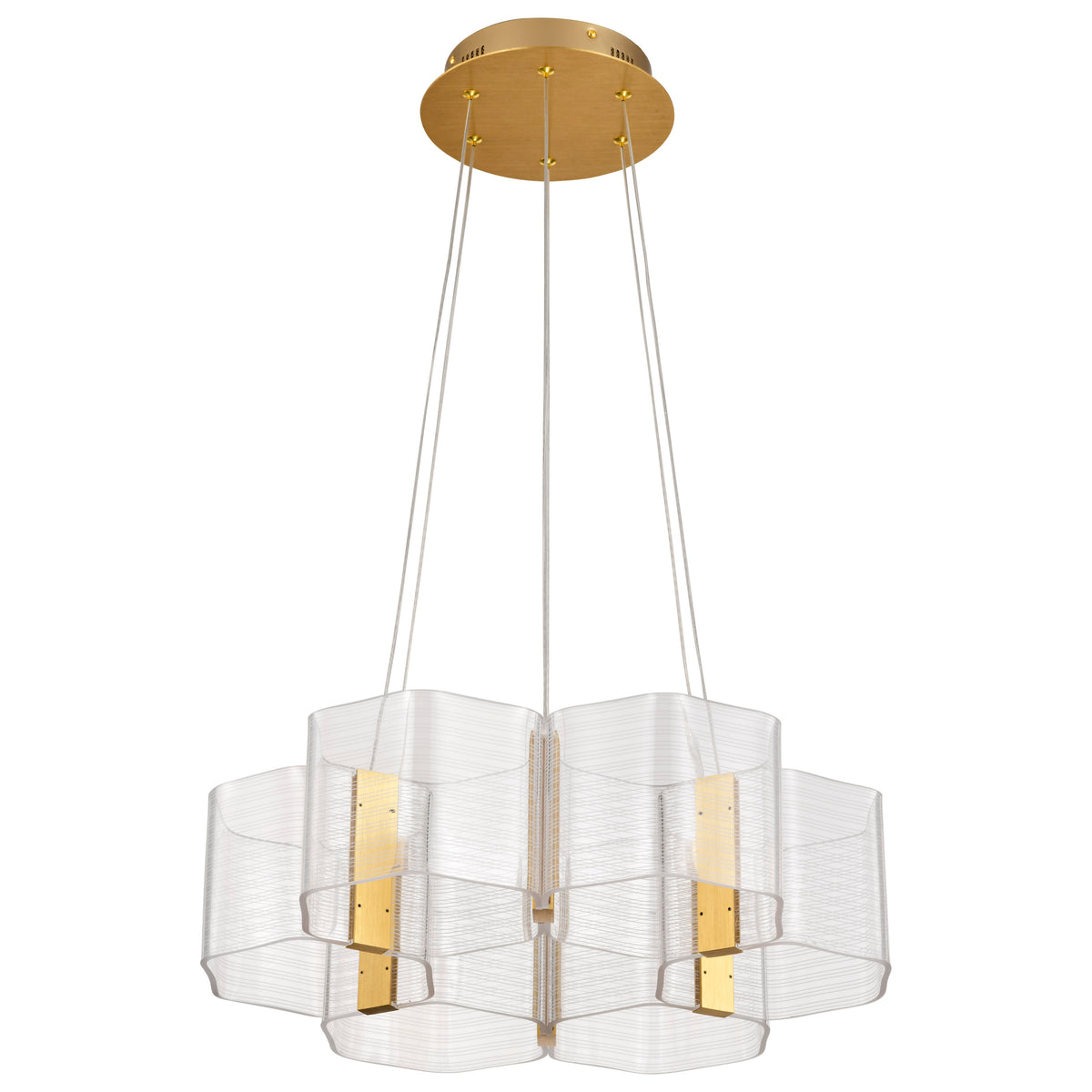 Kenzo - LED 6 Light Chandelier - Polished Anodized Bronze Finish - Light Guide Panel bulb or fixture view