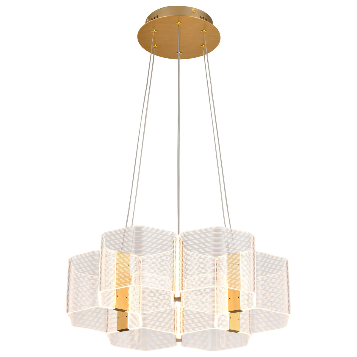 Kenzo - LED 6 Light Chandelier - Polished Anodized Bronze Finish - Light Guide Panel