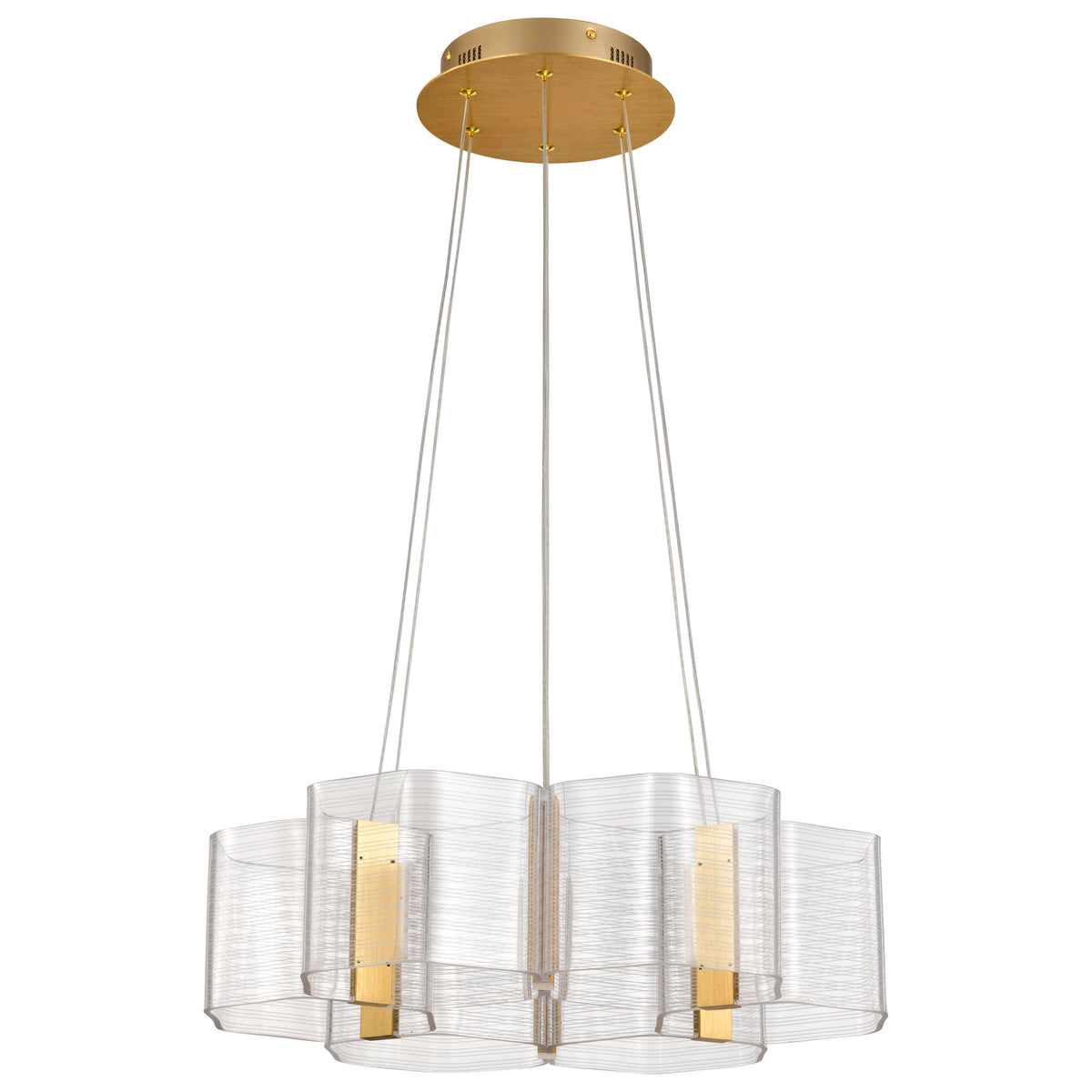 Kenzo - LED 6 Light Chandelier - Polished Anodized Bronze Finish - Light Guide Panel