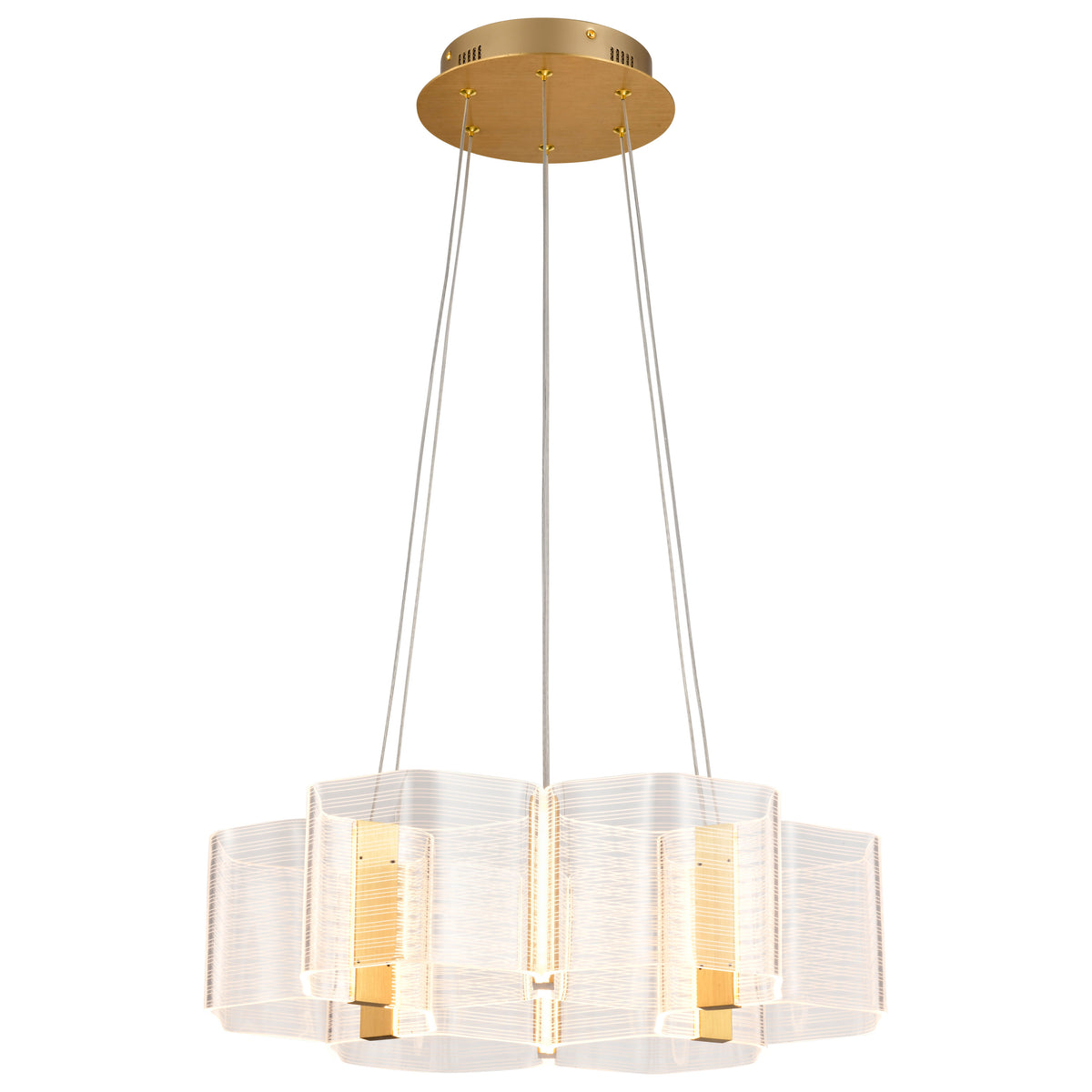 Kenzo - LED 6 Light Chandelier - Polished Anodized Bronze Finish - Light Guide Panel