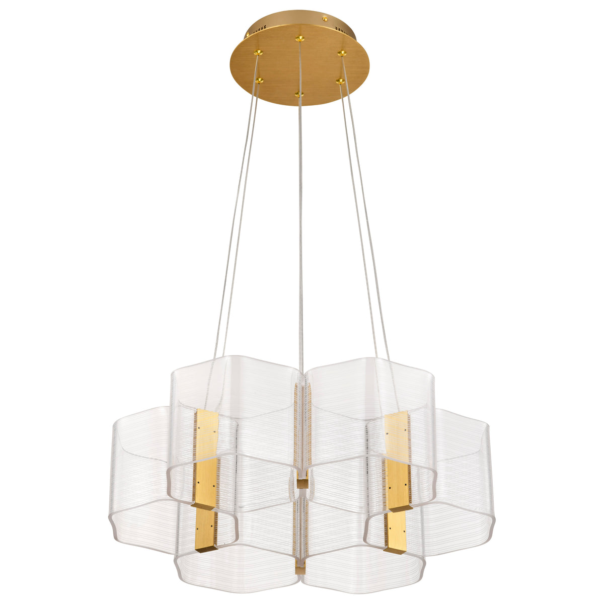 Kenzo - LED 6 Light Chandelier - Polished Anodized Bronze Finish - Light Guide Panel