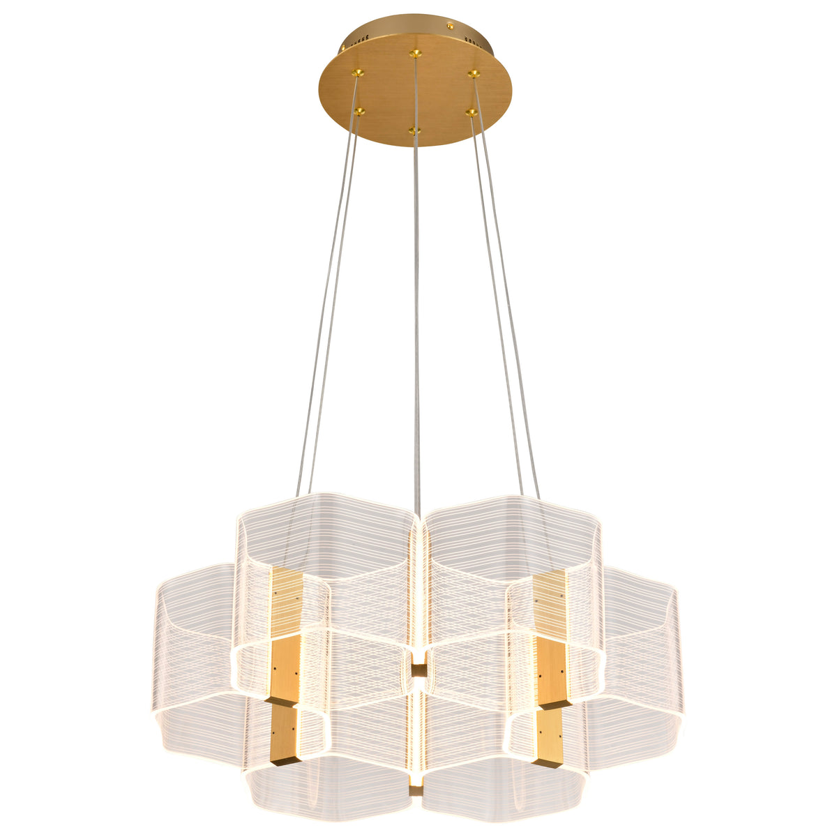Kenzo - LED 6 Light Chandelier - Polished Anodized Bronze Finish - Light Guide Panel