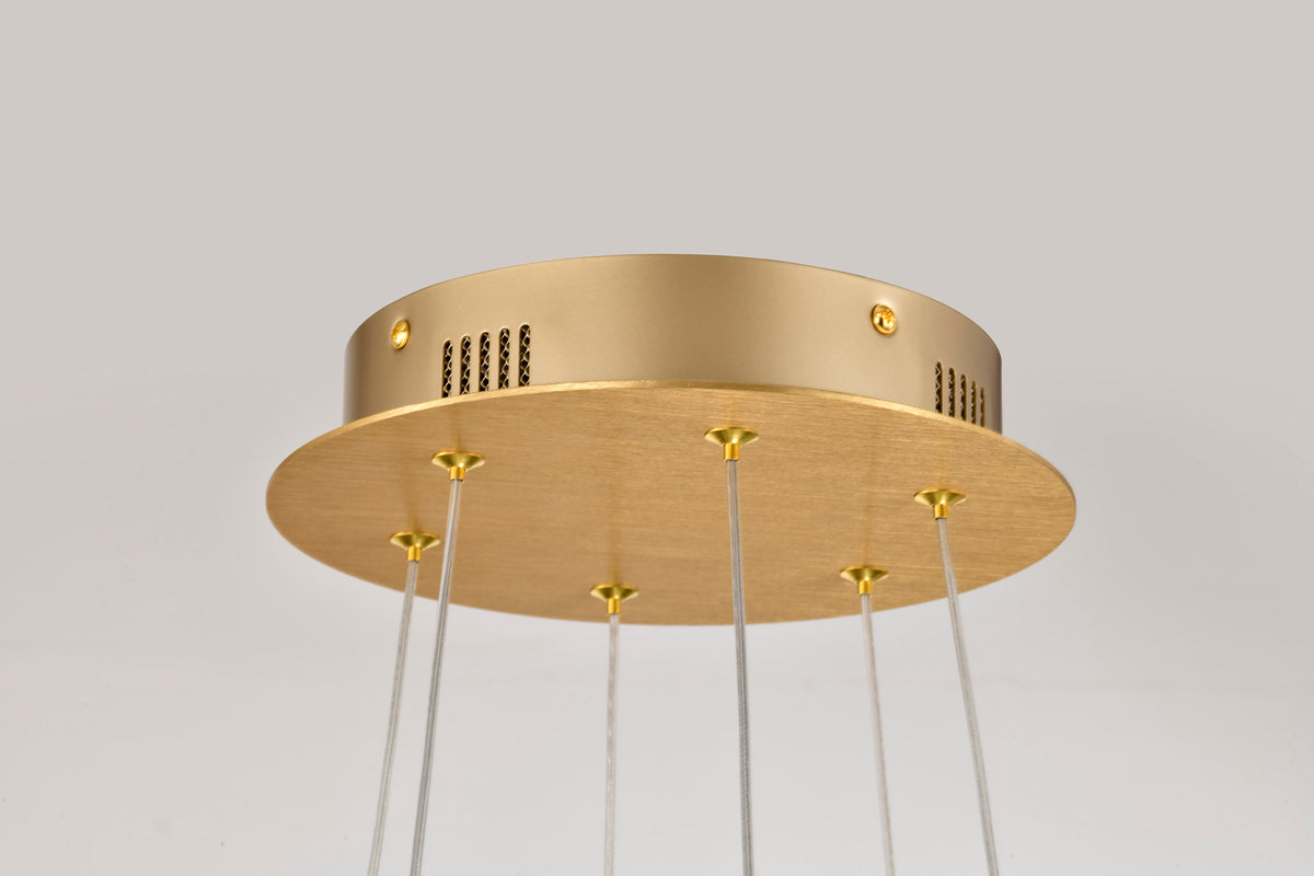 Kenzo - LED 6 Light Chandelier - Polished Anodized Bronze Finish - Light Guide Panel