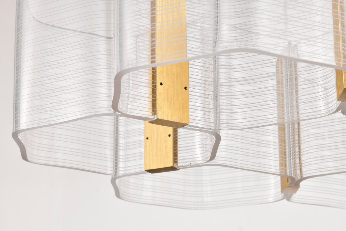 Kenzo - LED 6 Light Chandelier - Polished Anodized Bronze Finish - Light Guide Panel