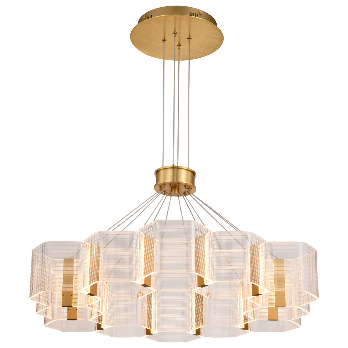 Kenzo - LED 12 Light Chandelier - Polished Anodized Bronze Finish - Light Guide Panel