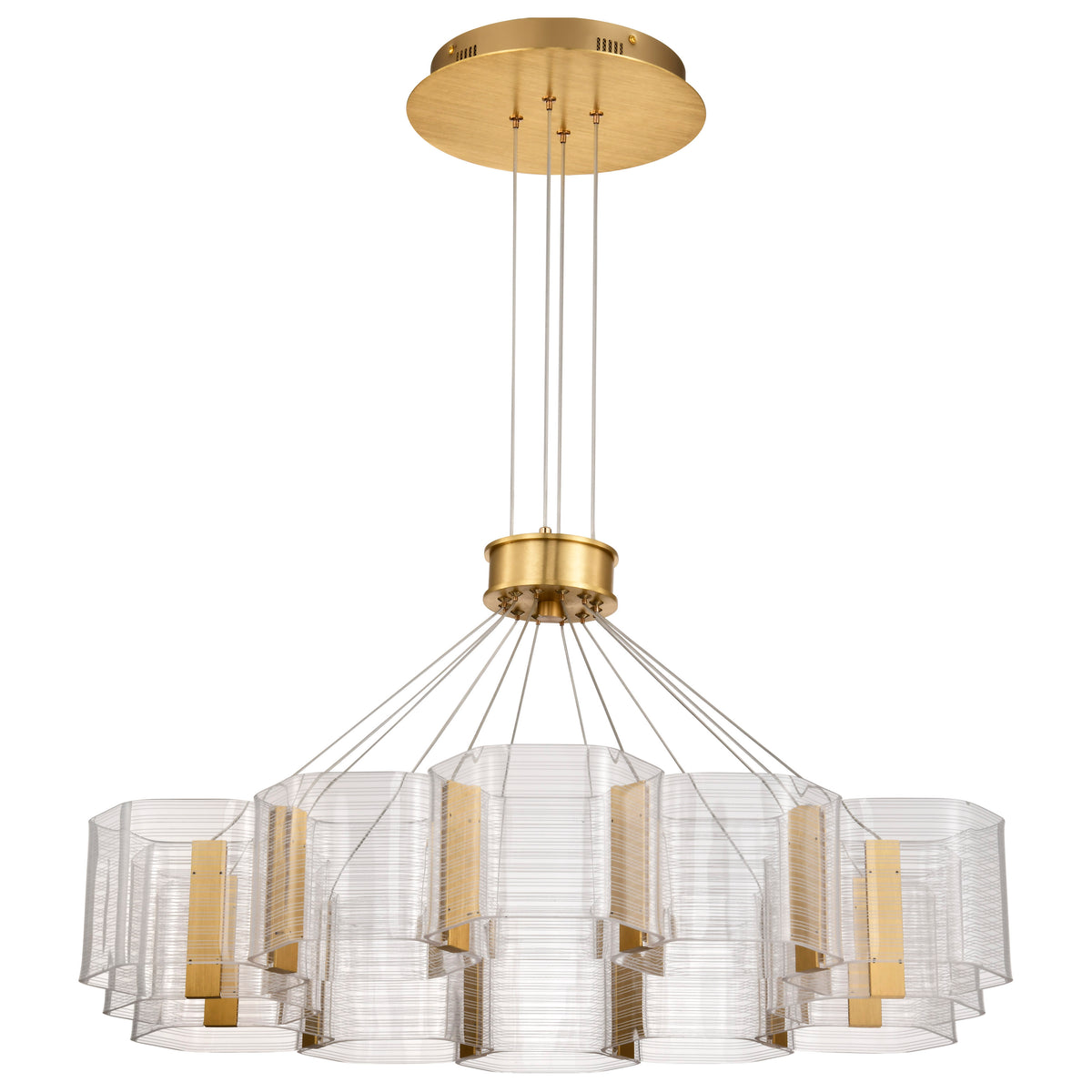 Kenzo - LED 12 Light Chandelier - Polished Anodized Bronze Finish - Light Guide Panel