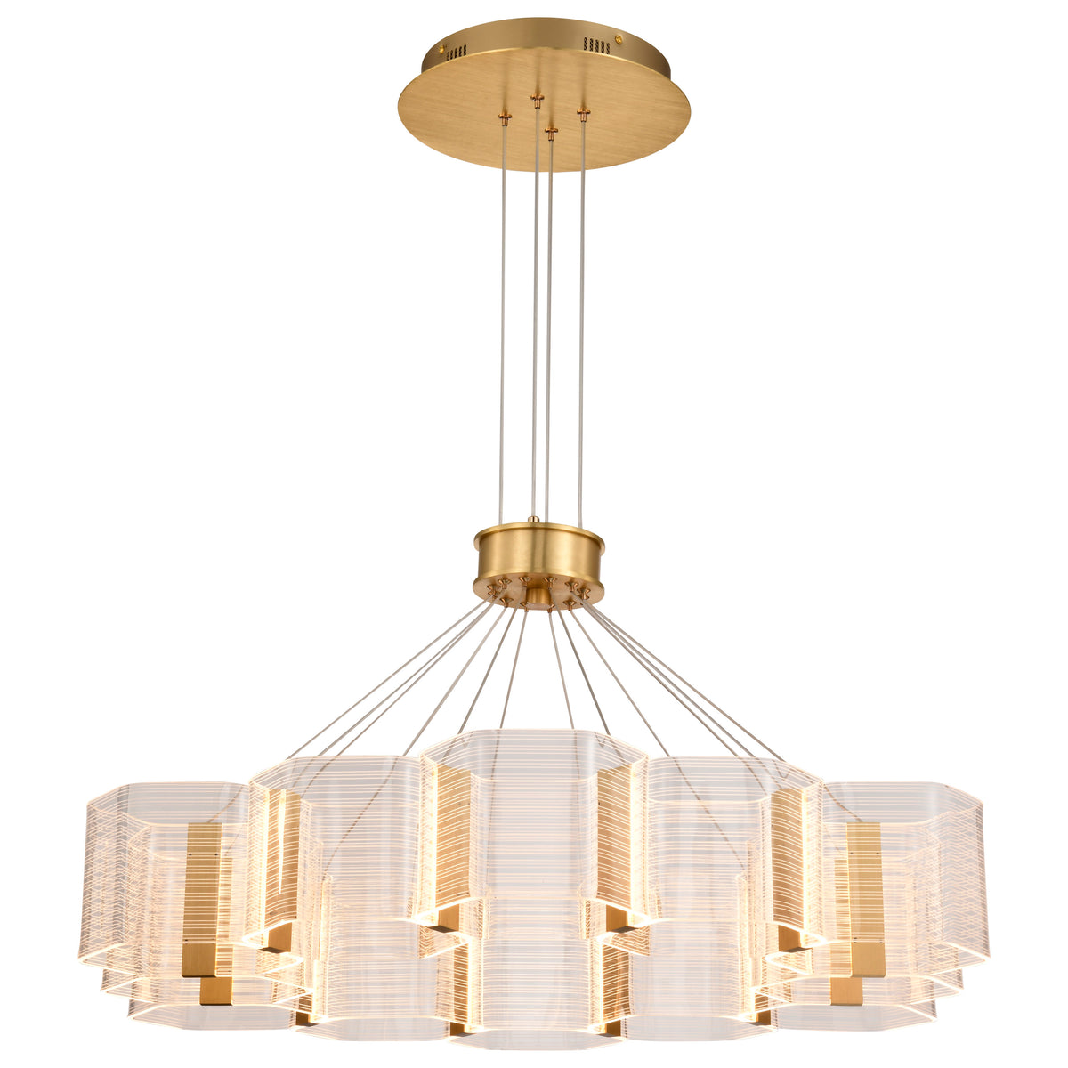 Kenzo - LED 12 Light Chandelier - Polished Anodized Bronze Finish - Light Guide Panel