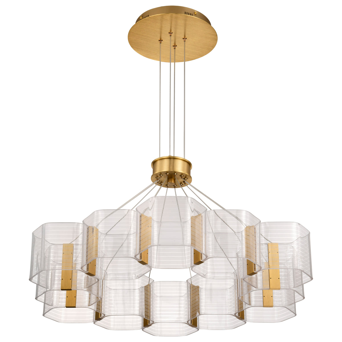 Kenzo - LED 12 Light Chandelier - Polished Anodized Bronze Finish - Light Guide Panel