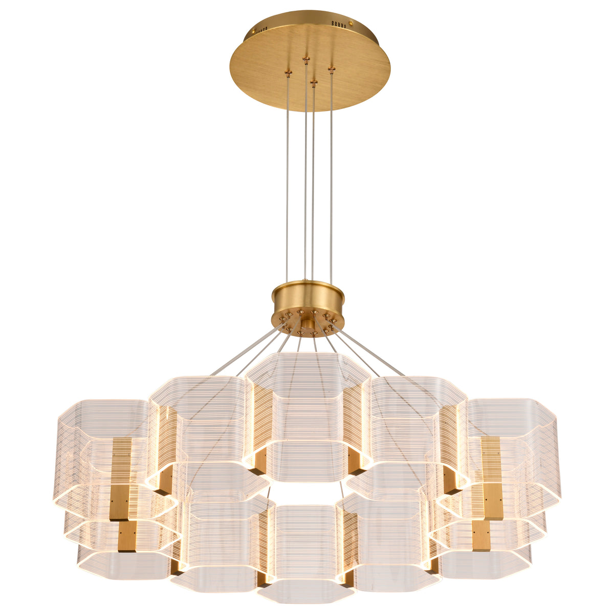 Kenzo - LED 12 Light Chandelier - Polished Anodized Bronze Finish - Light Guide Panel
